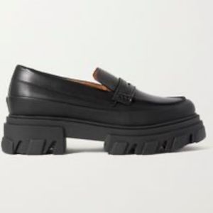 GANNI Rubbed Trimmed Platform Chunky Loafers